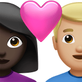 Apple design of the couple with heart: woman man dark skin tone medium-light skin tone emoji verson:ios 16.4