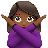 Apple design of the woman gesturing NO: medium-dark skin tone emoji verson:ios 16.4