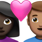 Apple design of the couple with heart: woman man dark skin tone medium skin tone emoji verson:ios 16.4