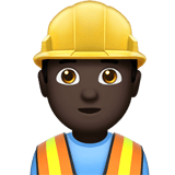Apple design of the man construction worker: dark skin tone emoji verson:ios 16.4