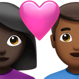 Apple design of the couple with heart: woman man dark skin tone medium-dark skin tone emoji verson:ios 16.4