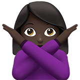 Apple design of the woman gesturing NO: dark skin tone emoji verson:ios 16.4