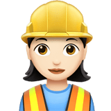 Apple design of the woman construction worker: light skin tone emoji verson:ios 16.4