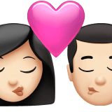 Apple design of the kiss: woman man light skin tone emoji verson:ios 16.4