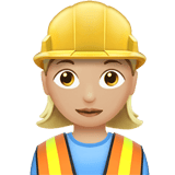 Apple design of the woman construction worker: medium-light skin tone emoji verson:ios 16.4