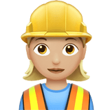 Apple design of the woman construction worker: medium-light skin tone emoji verson:ios 16.4
