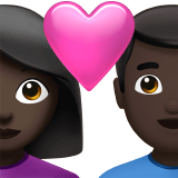 Apple design of the couple with heart: woman man dark skin tone emoji verson:ios 16.4