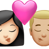 Apple design of the kiss: woman man light skin tone medium-light skin tone emoji verson:ios 16.4