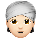 Apple design of the person wearing turban: light skin tone emoji verson:ios 16.4