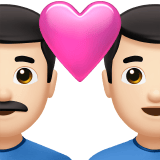 Apple design of the couple with heart: man man light skin tone emoji verson:ios 16.4