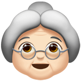 Apple design of the old woman: light skin tone emoji verson:ios 16.4