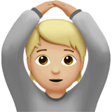 Apple design of the person gesturing OK: medium-light skin tone emoji verson:ios 16.4