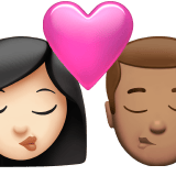 Apple design of the kiss: woman man light skin tone medium skin tone emoji verson:ios 16.4