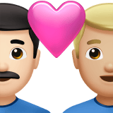 Apple design of the couple with heart: man man light skin tone medium-light skin tone emoji verson:ios 16.4
