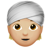 Apple design of the person wearing turban: medium-light skin tone emoji verson:ios 16.4