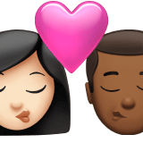 Apple design of the kiss: woman man light skin tone medium-dark skin tone emoji verson:ios 16.4