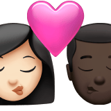 Apple design of the kiss: woman man light skin tone dark skin tone emoji verson:ios 16.4