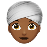 Apple design of the woman wearing turban: medium-dark skin tone emoji verson:ios 16.4