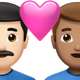Apple design of the couple with heart: man man light skin tone medium skin tone emoji verson:ios 16.4