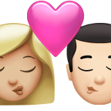 Apple design of the kiss: woman man medium-light skin tone light skin tone emoji verson:ios 16.4