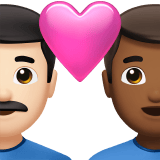 Apple design of the couple with heart: man man light skin tone medium-dark skin tone emoji verson:ios 16.4