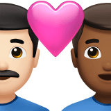Apple design of the couple with heart: man man light skin tone medium-dark skin tone emoji verson:ios 16.4