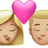Apple design of the kiss: woman man medium-light skin tone emoji verson:ios 16.4