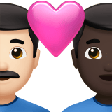 Apple design of the couple with heart: man man light skin tone dark skin tone emoji verson:ios 16.4
