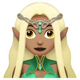 Apple design of the woman elf: medium skin tone emoji verson:ios 16.4