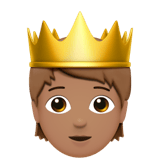 Apple design of the person with crown: medium skin tone emoji verson:ios 16.4