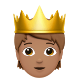 Apple design of the person with crown: medium skin tone emoji verson:ios 16.4
