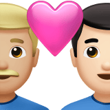 Apple design of the couple with heart: man man medium-light skin tone light skin tone emoji verson:ios 16.4