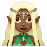 Apple design of the woman elf: medium-dark skin tone emoji verson:ios 16.4