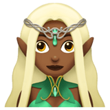 Apple design of the woman elf: medium-dark skin tone emoji verson:ios 16.4