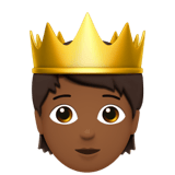 Apple design of the person with crown: medium-dark skin tone emoji verson:ios 16.4
