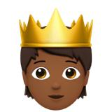 Apple design of the person with crown: medium-dark skin tone emoji verson:ios 16.4
