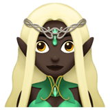 Apple design of the woman elf: dark skin tone emoji verson:ios 16.4