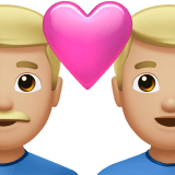 Apple design of the couple with heart: man man medium-light skin tone emoji verson:ios 16.4