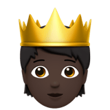 Apple design of the person with crown: dark skin tone emoji verson:ios 16.4