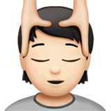 Apple design of the person getting massage: light skin tone emoji verson:ios 16.4