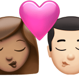 Apple design of the kiss: woman man medium skin tone light skin tone emoji verson:ios 16.4