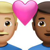 Apple design of the couple with heart: man man medium-light skin tone medium-dark skin tone emoji verson:ios 16.4