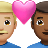 Apple design of the couple with heart: man man medium-light skin tone medium-dark skin tone emoji verson:ios 16.4
