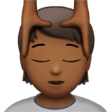 Apple design of the person getting massage: medium-dark skin tone emoji verson:ios 16.4