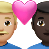 Apple design of the couple with heart: man man medium-light skin tone dark skin tone emoji verson:ios 16.4