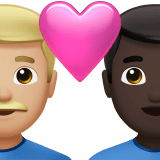 Apple design of the couple with heart: man man medium-light skin tone dark skin tone emoji verson:ios 16.4