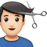 Apple design of the man getting haircut: light skin tone emoji verson:ios 16.4