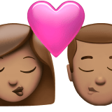 Apple design of the kiss: woman man medium skin tone emoji verson:ios 16.4
