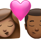 Apple design of the kiss: woman man medium skin tone medium-dark skin tone emoji verson:ios 16.4