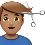 Apple design of the man getting haircut: medium skin tone emoji verson:ios 16.4